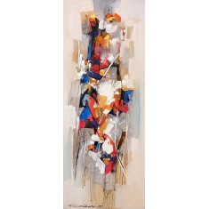 Mashkoor Raza, 18 x 47 Inch, Oil on Canvas, Abstract Painting, AC-MR-725